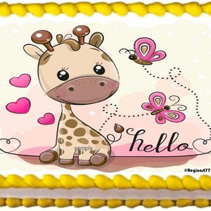 Baby Shower Adorable Giraffe Edible Image Birthday Party Cake Topper Image Frosting Sheets