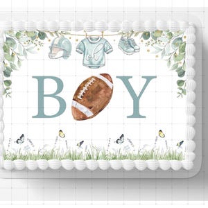 Blue Baby Boy Football Clothes line Edible Image Baby Shower Party Edible Cake Topper Frosting Sheet Fondant Frosting Edible Sticker DIY
