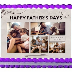 Custom Father&#39;s Day Personal Photo Collage Image Edible Cake Topper Frosting Sheets Icing Sheet own Pictures Personalized Cake Decoration