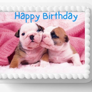 English Bulldog Puppy Puppies Image Edible Cake Toppers Cookie Cupcake Topper Decoration Frosting Sheets Cake Decorations Dog Lover Party