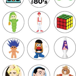The 80&#39;s Edible Image Retro 1980&#39;s Birthday Party Cupcakes Or Cookies Toppers Edible Image Sturdy 12 Precut Edible Wafer Paper Toppers