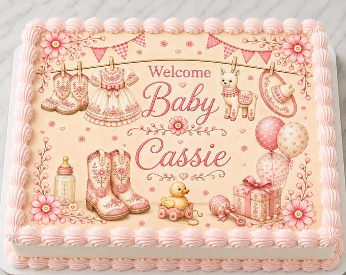 Latin Ranch Cielto Rodeo  Edible Image Mexican Baby Shower 1st Birthday Party Cake Topper Edible Frosting Sheet Easy 2 Apply Can Edit Words