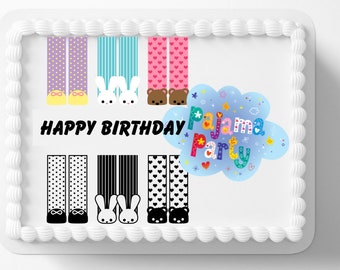 Pajama Slumber Sleepover Party Themed Birthday Party Cake Topper Frosting Sheet Icing Frosting Edible Sticker Decal