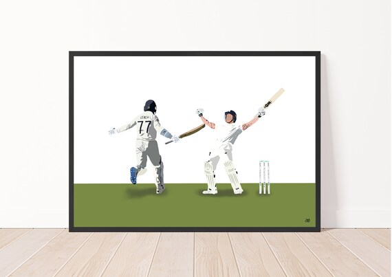 Ben Stokes & Jack Leach 2019 Framed Canvas Tribute Print Signed."Great Gift" 