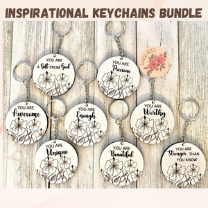 DIGITAL FILE, Keychain Bundle, Inspirational Keychain Bundle, Keychain Laser File, Glowforge File, Wristlet Svg, Laser Files, Keychains Svg