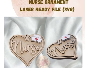 File di taglio laser per ornamenti per infermieri: ciondolo per auto SVG (file digitale)