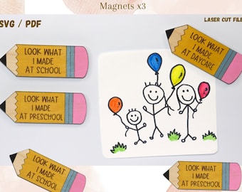 Paquete SVG de imanes "Mira lo que hice": Escuela, guardería, preescolar (archivo digital)