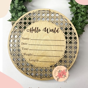 Hello World SVG-Zeichen, Hello World-Datei, Geburtsanzeige, Hello World SVG, Baby-Meilenstein, digitaler Download, Baby-Datei, Glowforge