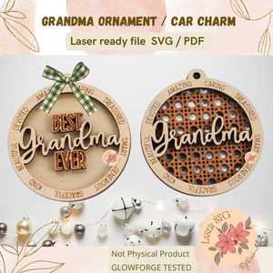 DIGITAL FILE, Glowforge files, Grandma, Grandmother, Lasercut files, Christmas Ornaments, Christmas 2024, LaserCut, Christmas Laser Files