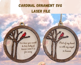 Adorno conmemorativo de cardenal, archivo láser SVG para Glowforge