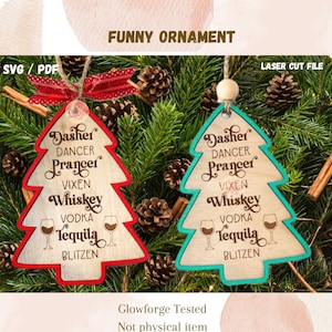 Digital file, Ornament Svg, Christmas Ornament, Naughty Ornament, Funny Ornament, Blitzen, Dasher, Prancer, Vixen, Vodka, Whiskey, Tequila