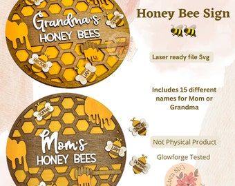 Archivo láser de letrero de abeja: Decoración de panal de la abuela (descarga digital)