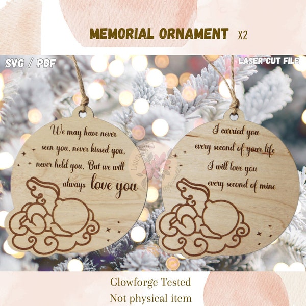 DIGITAL FILE X2, Memorial Ornament, Infant Loss Ornament Svg, Digital File, Memorial Christmas Ornament, Infant Loss Svg, Baby Memorial Svg