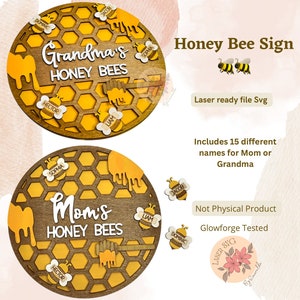 DIGITAL FILE, Bee Laser File, Bee Sign, Grandmas Sign, Laser File, Glowforge Files, Grandmas Reasons To Bee Happy Sign, Bee Sign, Bee Svg
