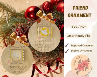 Adorno navideño SVG de un amigo divertido: archivo cortado con láser (descarga digital)