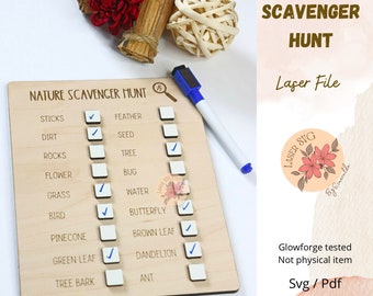 Nature Scavenger Hunt Laser Cut File: Montessori Kids Activity (SVG/PDF)