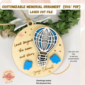 Digital File, Memorial ornament, SVG, Memorial Ornament Svg, Glowforge Christmas Ornament SVG, Loved Beyond The Moon, cardinal, Memorial