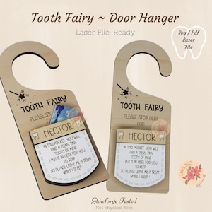 Digital File, Laser File, Tooth Fairy Door Hanger SVG, Tooth Fairy SVG, Glowforge Files, Tooth Fairy Cut File, Digital SVG, Tooth Fairy