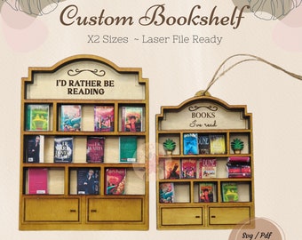 Mini Bookshelf Ornament Laser Cut File: Glowforge Ready (SVG/PDF)