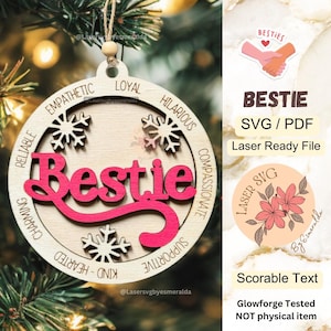 DIGITAL FILE, Best Friend Ornament, Christmas Laser Files, Glowforge Ornament, Ornament 2024, Friend Ornament Svg, Christmas Ornaments, 2024