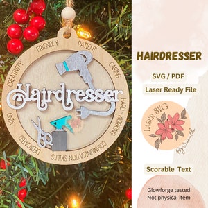 DIGITAL FILE, Hairstylists, Hairdresser Ornament Svg, Beautician, Ornament, Christmas Ornament, SVG, Laser File, Glowforge, Digital File