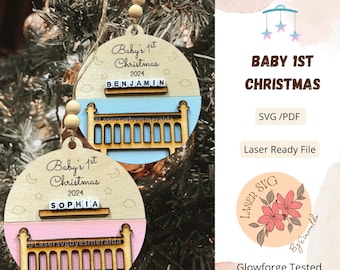 Baby First Christmas Ornament SVG Laser File (Digital File)