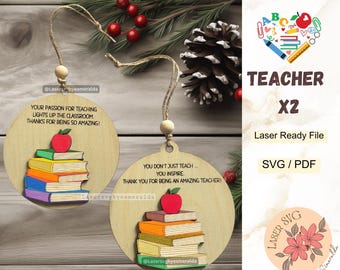 Teacher Ornament Laser Cut File: Glowforge Ready (SVG/PDF)