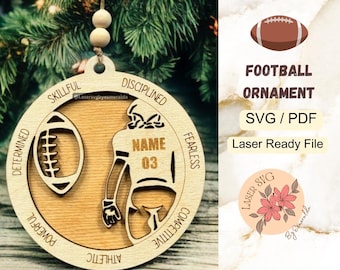 Football Ornament SVG: Laser Cut Sport Ornament (Digital Download)
