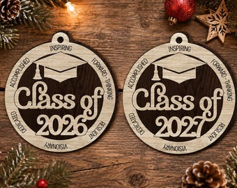 Adorno de graduación para las promociones de 2026 y 2027 en formato SVG: Archivo de corte láser (Descarga digital x2)