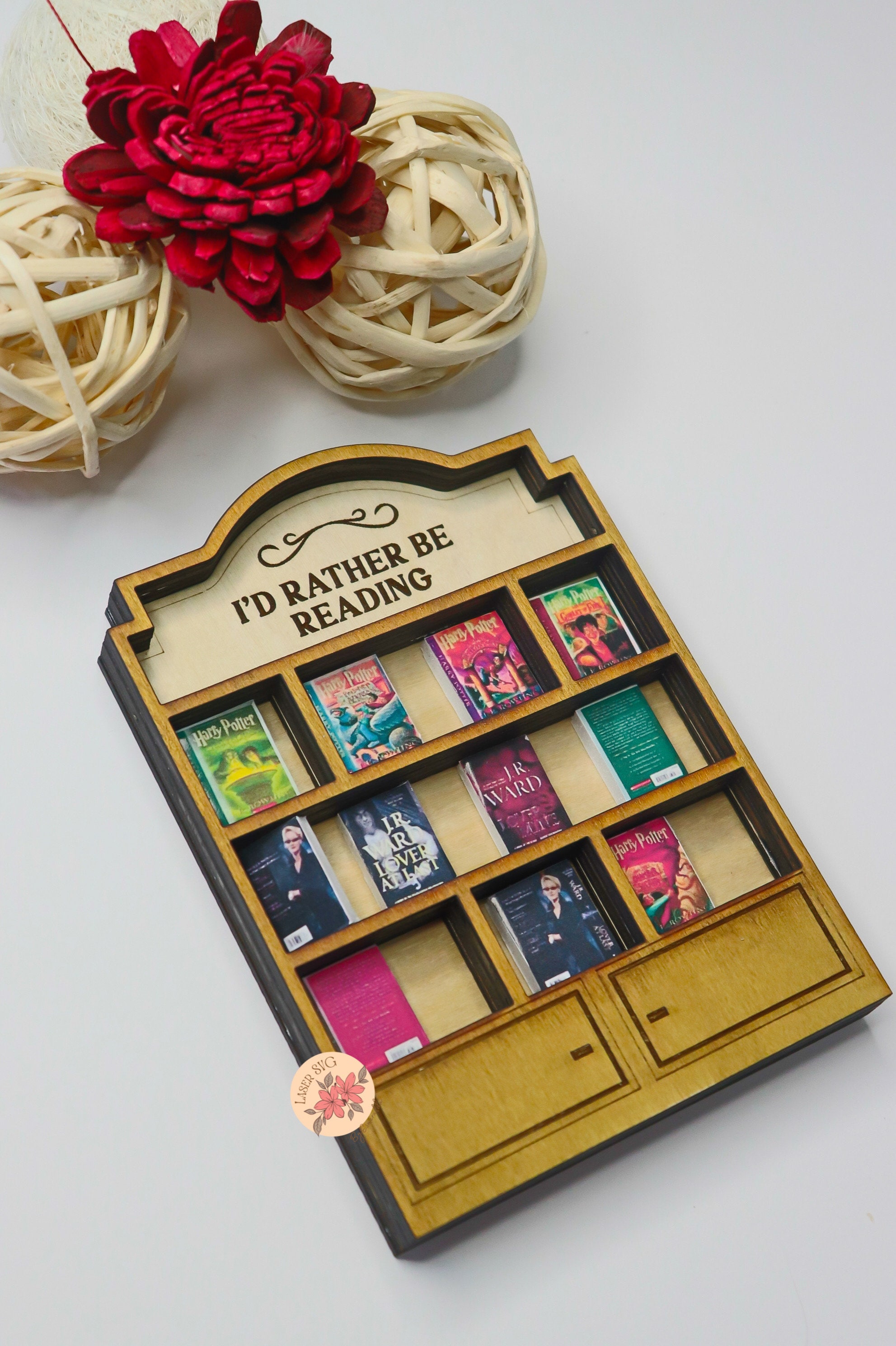 DIGITAL FILE 2 Sizes Mini Bookshelf Svg Book Shelf Ornament Etsy