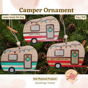 DIGITAL FILE, Camper Laser Cut, Camper Ornament, RV Caravan Christmas Ornament , Glowforge Laser Cut Files ,Laser Cutting Files, Camper Van
