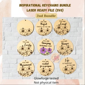 Inspirational Keychain Laser File Bundle: Glowforge Ready (SVG)
