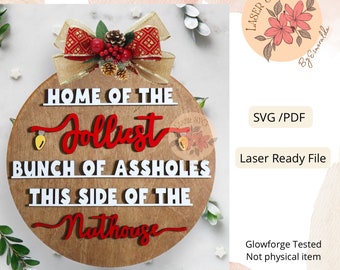 Funny Christmas Vacation Door Hanger SVG: Laser Cut File (Digital Download)