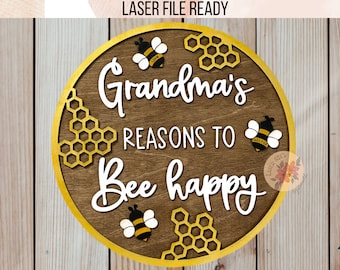 Archivo láser con el cartel "Abuela Feliz" (SVG, PDF) (Descarga digital)