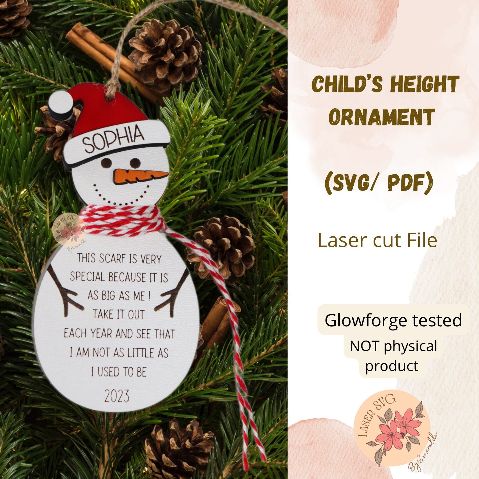Height ornament, ribbon child's height ornament, Cut File, Laser Cut F –  OldTownTrends