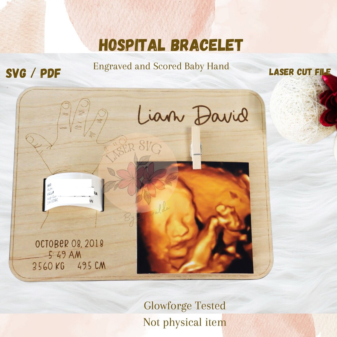 DIGITAL FILE X2, Baby Hospital Bracelet Holder, Laser File