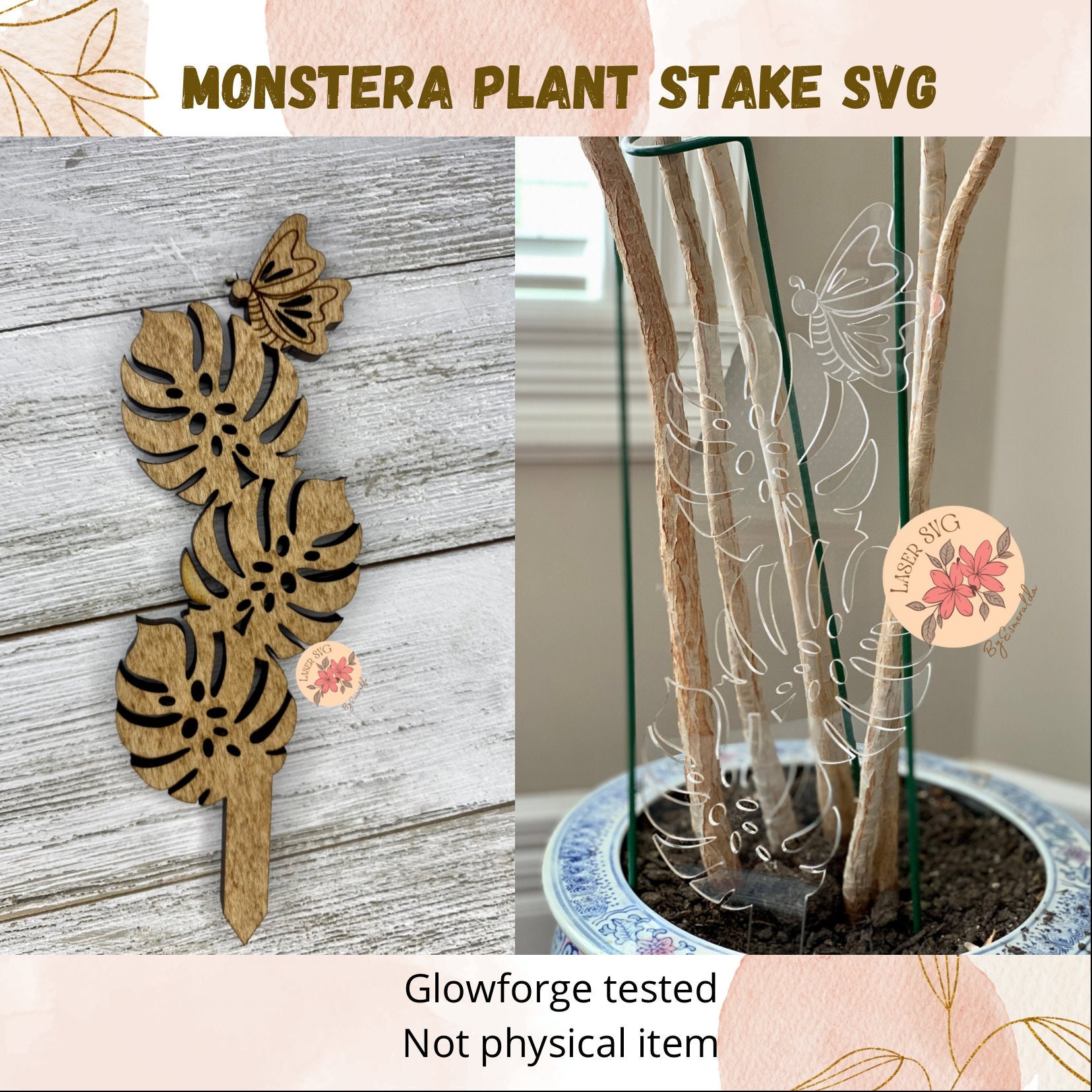 Monstera Plant Stake Svg Digital File Plant Stake Garden Etsy