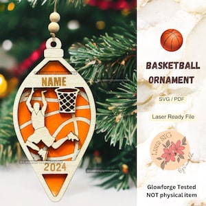 DIGITAL FILE, Sport Ornaments, Basketball Ornament, Basketball Player, Christmas Laser Files, Glowforge Christmas Files, Sport Ornaments Svg
