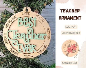 Teacher Ornament SVG: Scorable Laser Cut File (Digital Download)