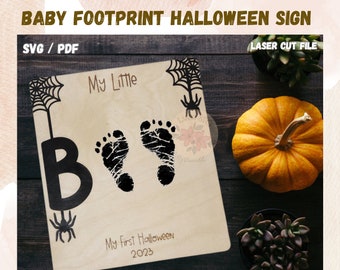 Halloween Baby Footprint Sign SVG/PDF - Laser Cut File