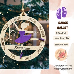 DIGITAL FILE, Dancer Ornament Svg, Glowforge Laser Files, Ballerina Ornament, Christmas Ornament, Dancer, SVG, Laser File, Glowforge Files