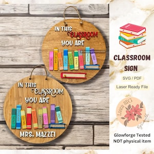 DIGITAL FILE, Glowforge Laser Files, Classroom Door Sign Svg, Teacher Gifts, Classroom Door Hanger, Classroom Welcome Sign, Classroom Decor