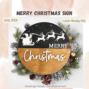 DIGITAL FILE, Merry Christmas, Door Sign Svg, Christmas Laser Files, Winter Welcome Sign, Holiday Welcome Svg, Welcome, Glowforge Laser File