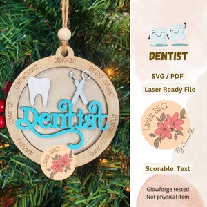 DIGITAL FILE, Dentist Ornament Svg, Dentist Laser File, Dentist Gift Svg, Score and Cut File, Glowforge Files, Hygienist Assistant svg, 2024