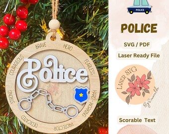 Archivo láser de adorno policial: Primeros auxilios SVG/PDF (descarga digital)