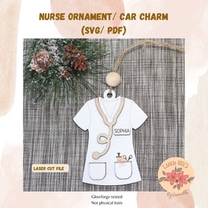 Sjuksköterskeprydnad Laserskuren fil: Healthcare Hero SVG, Glowforge Ready (digital fil)