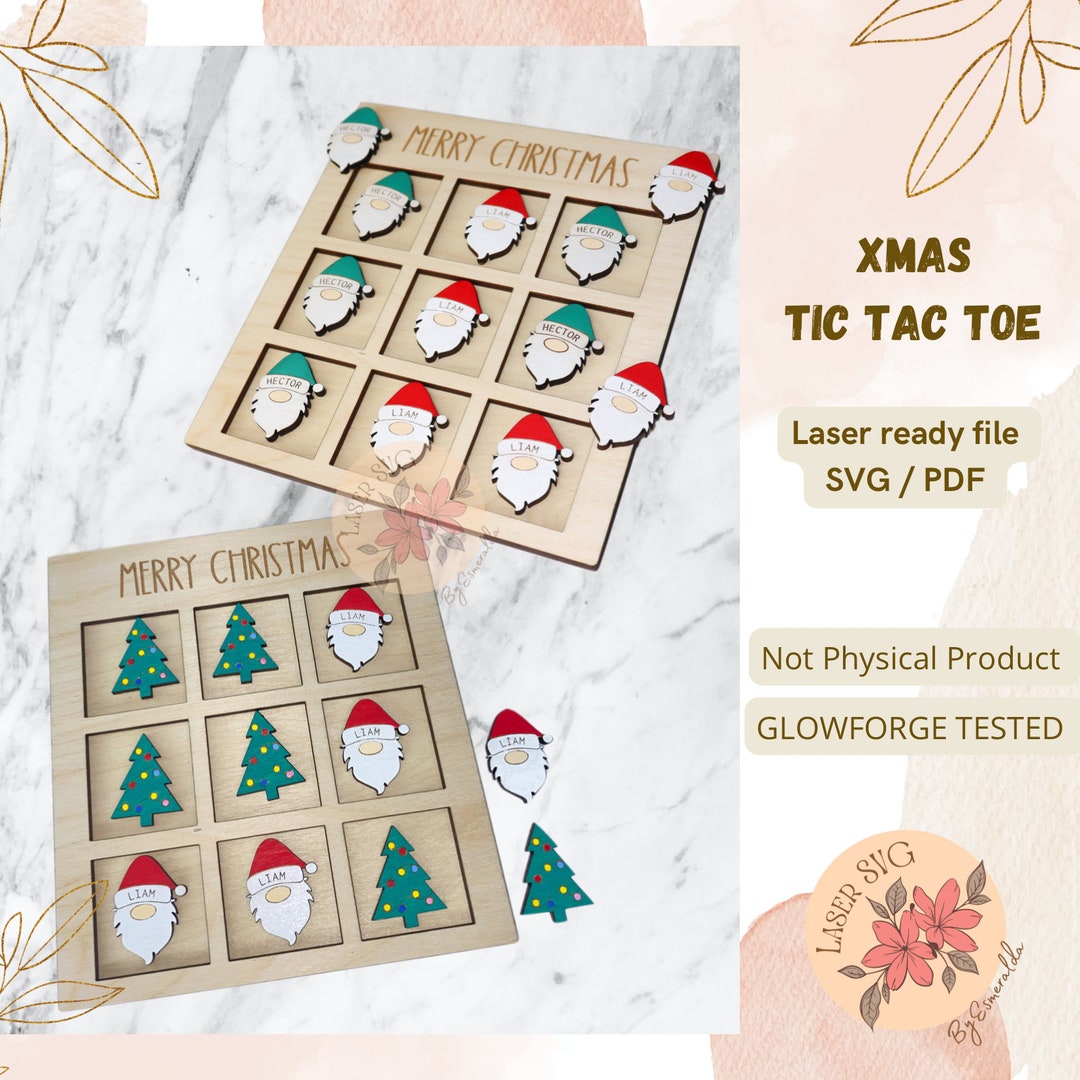 DIGITAL FILE, Laser File, Tic Tac Toe Board Game, Glowforge File, Svg ...