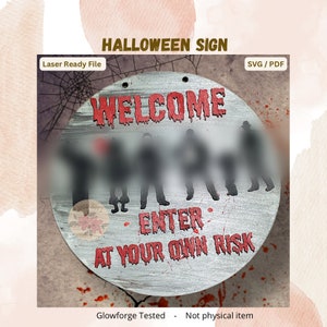DIGITAL FILE, Halloween Sign, Halloween Door Sign, Wood Sign SVG, Laser cut file, Glowforge Svg, Glowforge Halloween, Halloween Door Sign
