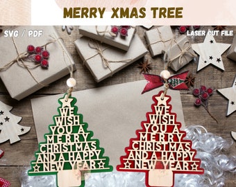 Christmas Tree Ornament Laser Cut File: Friends & Family SVG (Digital Download)