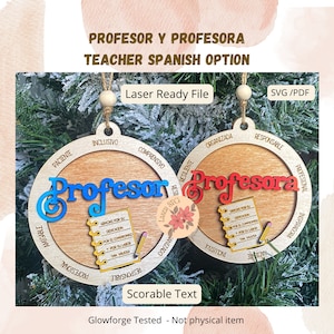 DIGITAL FILE, Spanish Laser Files, Profesora, Profesor, Teacher laser File, Maestro, Maestra, Archivos Laser, Teacher Ornament Svg, Teacher